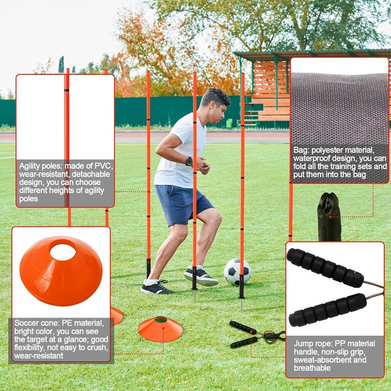 Supvision 24Pcs Soccer Agility Training Equipment Set Ultimate Agility Poles Cones Ladder More for Quick Assembly and Easy Portability Suitable for All Skill Levels Enhance Speed Agility Training - Image 3
